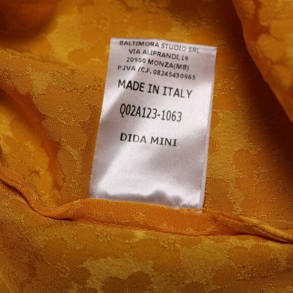 The Andamane Yellow Gold Jacquard Wrap Mini Dress Floral Bow Italy Formal Size S - Picture 12 of 14